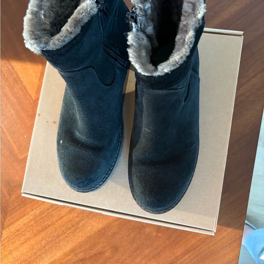 Overland Black Suede Fur-Lined Winter Boots